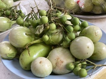 High angle view of fruits on table