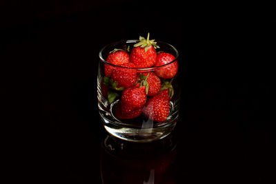 Close-up of strawberries in glass