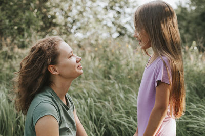 Side view of a girl looking away