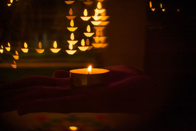 Close-up of illuminated candles