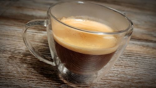 Close-up of coffee cup on table