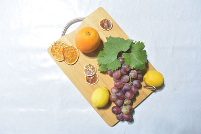 High angle view of orange fruits on table