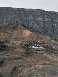 Aerial view of landscape and mountains against sky