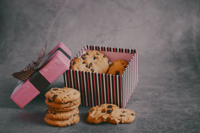Close-up of cookies on table