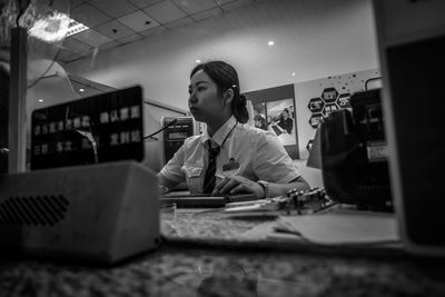 Woman working on table