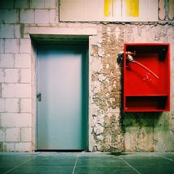 Closed door of building