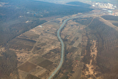 High angle view of road passing through landscape