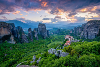 Scenic view of landscape against sky during sunset