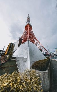 Low angle view of building against cloudy sky