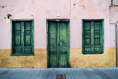 Closed door of old building