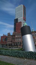 Low angle view of factory against sky