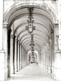 Lanterns hanging in corridor