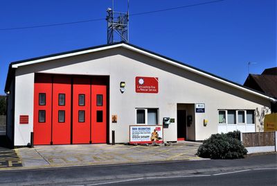 View of building against clear blue sky