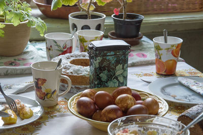 Close-up of food on table