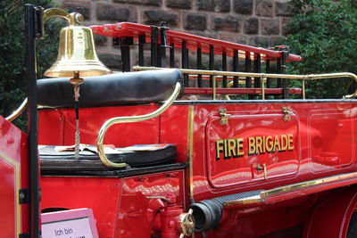 Close-up of red vintage car