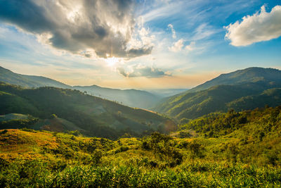 Scenic view of mountains against sky