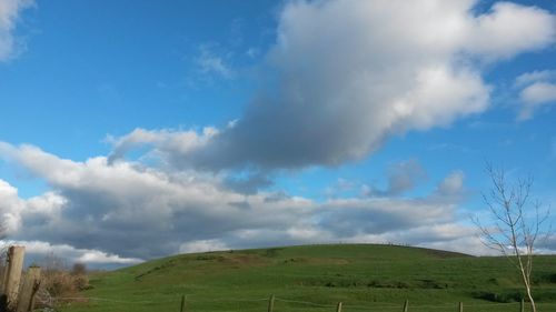 Scenic view of landscape against cloudy sky