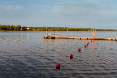 Scenic view of lake against sky