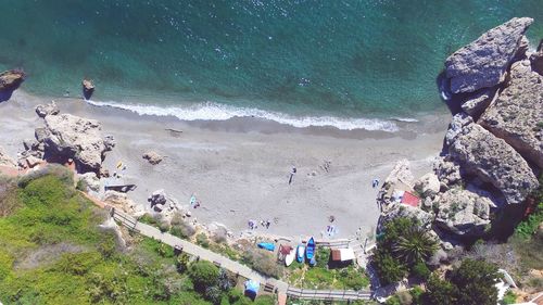 High angle view of people at beach