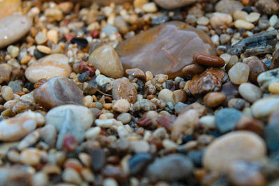 Full frame shot of pebbles on beach