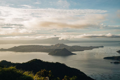 Scenic view of sea against cloudy sky