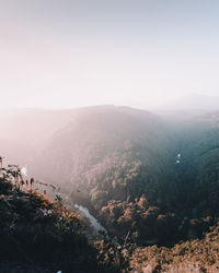 High angle view of mountains against sky