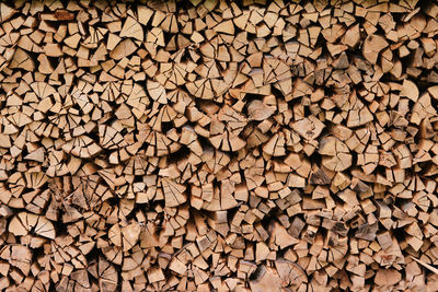 Stack of dry wood stacked