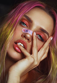 Close-up portrait of a beautiful young woman