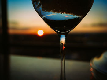 Close-up of beer glass