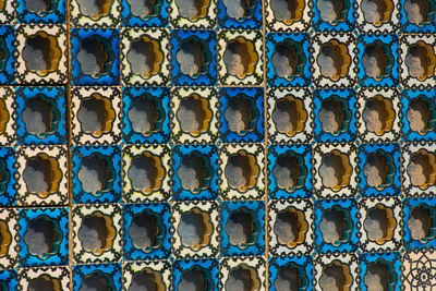 Islamic pattern, arabic blue tiles on a mosque. dome of the rock, jerusalem