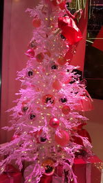 Close-up of pink christmas tree