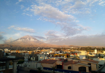 High angle view of townscape against sky