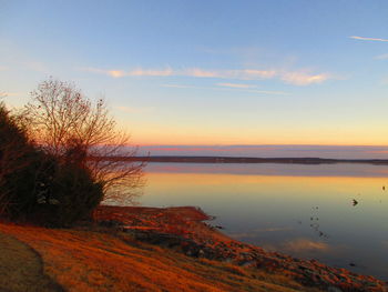 Scenic view of sea at sunset