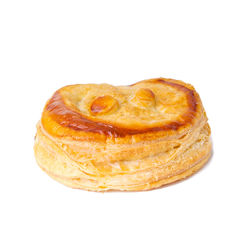 High angle view of bread against white background