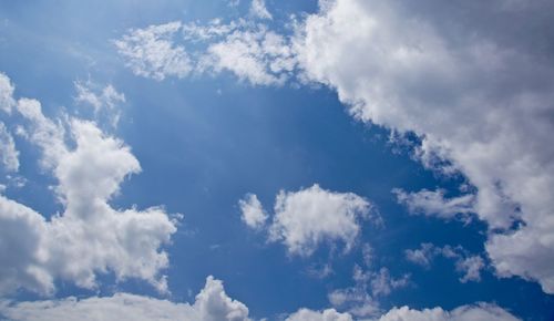 Low angle view of clouds in blue sky