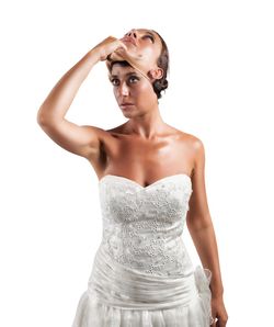 Portrait of a beautiful young woman over white background