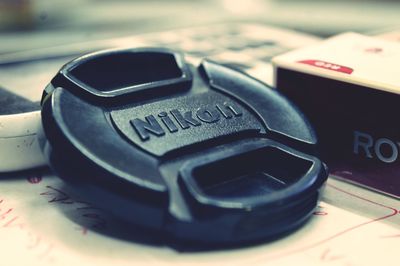 Close-up of vintage car on table