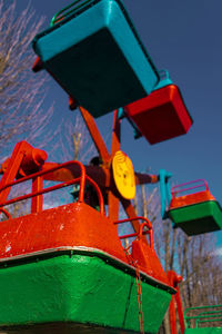 Low angle view of traditional windmill against sky