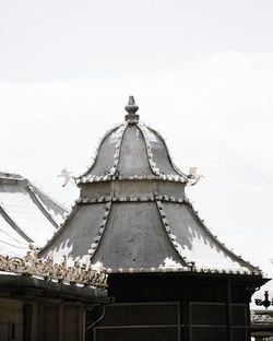 Low angle view of temple roof against sky