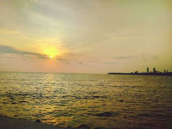 Scenic view of sea at sunset