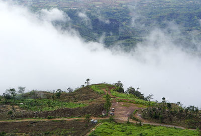 High angle view of landscape against sky