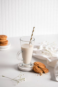 View of milk served on table