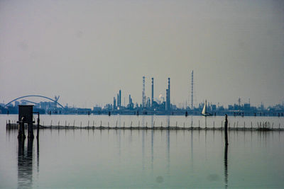 Scenic view of river against clear sky