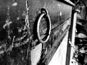 Close-up of rusty metal door