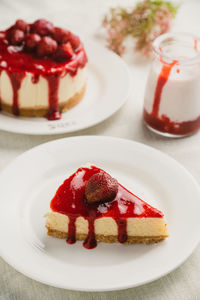 Close-up of dessert in plate on table