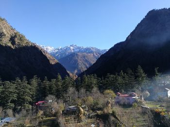 Scenic view of mountains against clear sky