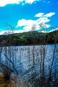 Scenic view of lake against sky