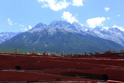 Low angle view of mountains against sky