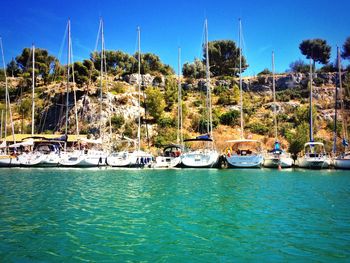 Boats in calm sea