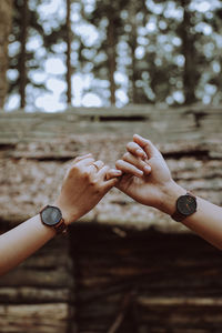 Close-up of hand holding hands